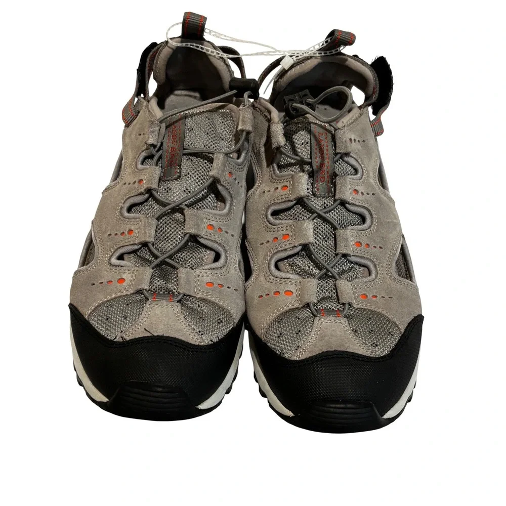 Lands End Mens Water Hiking closed‎ toe Sandals Gray Suede Mesh Bungee  Size 10D